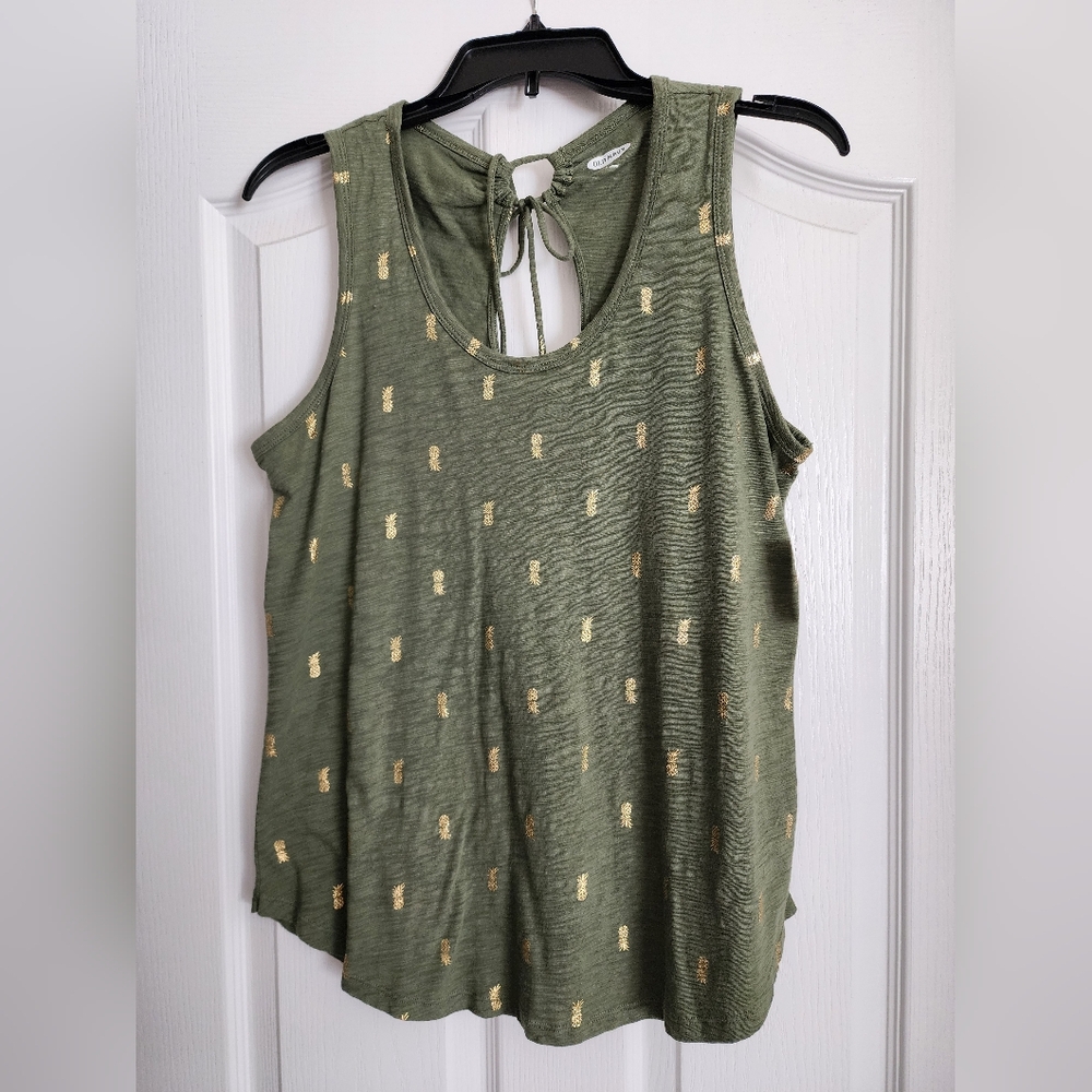 Old Navy Green Tank Top With Gold Pineapples